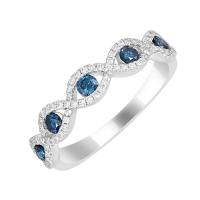 Zlatý eternity prsteň s modrými a bielymi diamantmi Silvana