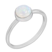 Zlatý minimalistický prsten s bielym opálom Sevita