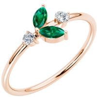 Cluster prsteň s lab-grown smaragdmi a diamantmi Tyrell