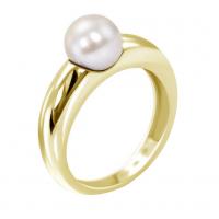 Zlatý prsteň s 8mm bielou perlou Racel