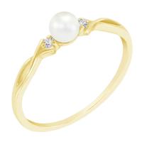 Strieborný elegantný perlový prsteň s lab-grown diamantmi Doria