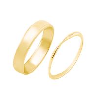 Zlaté svadobné prstene so zúženou dámskou obrúčkou Aello