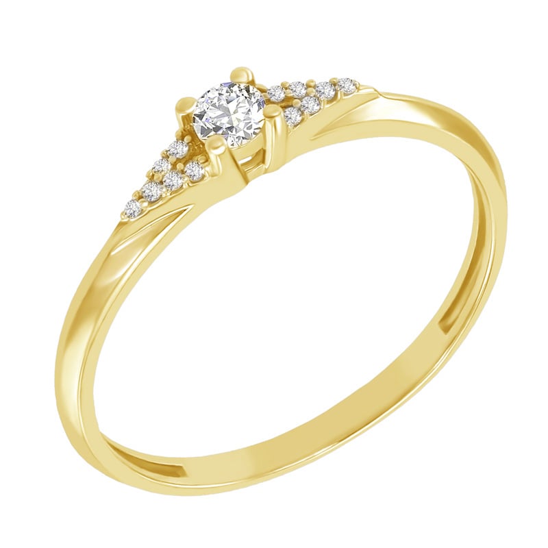 Strieborný prsteň s postrannými lab-grown diamantmi Vertmi 104490