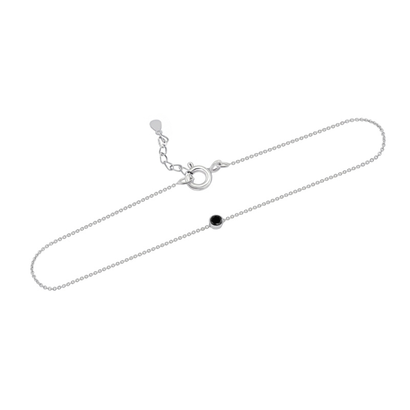 Strieborný minimalistický náramok s čiernym diamantom Lepio