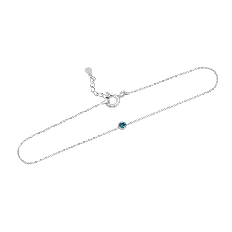 Strieborný minimalistický náramok s modrým diamantom Lepio