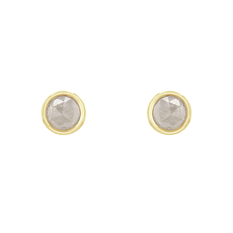 Minimalistické bezel náušnice so salt and pepper diamantmi Tofine
