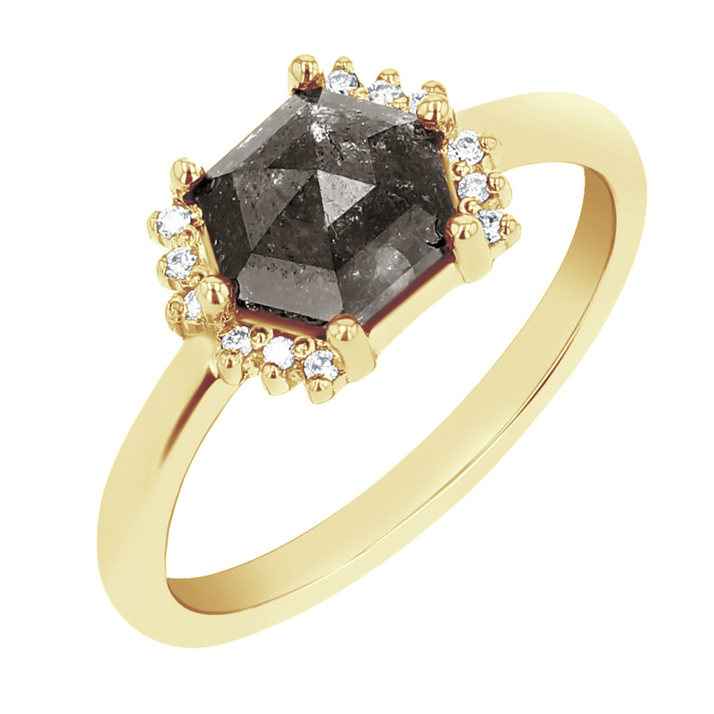 Prsteň s hexagon salt and pepper diamantom Rhys 125670