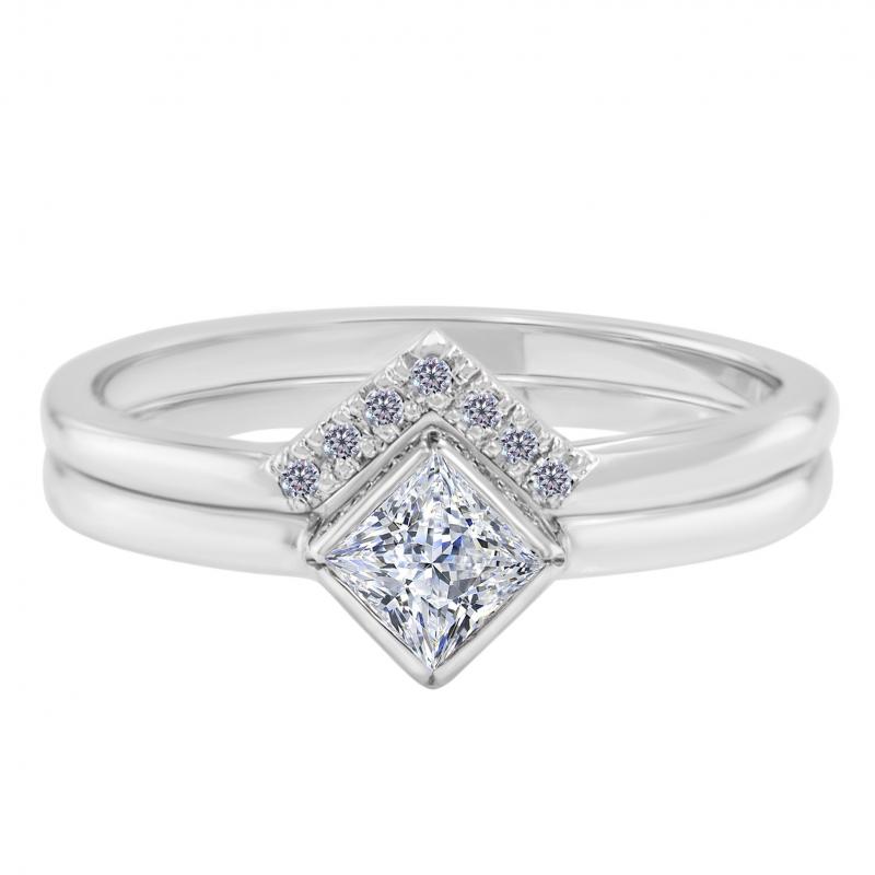 Zásnubný set prsteňov s princess diamantom Elil