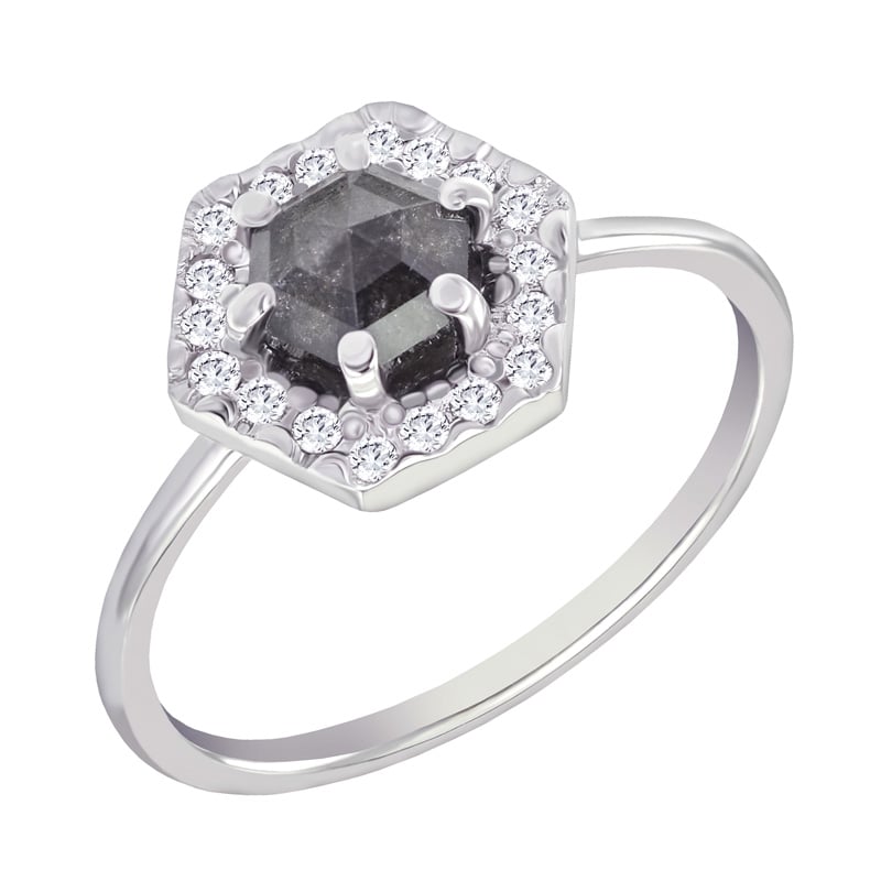 Zlatý prsteň s diamantom a bielymi diamantmi