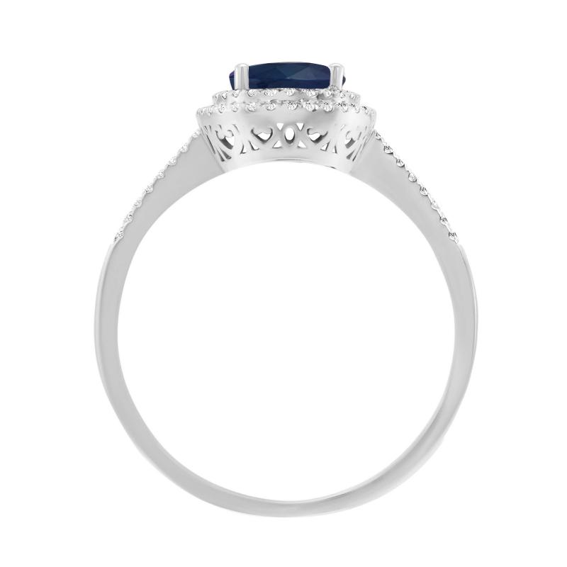 Zlatý prsteň so zafírom a diamantmi 3560