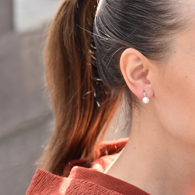 Perlové náušnice s diamantmi zo zlata Namala