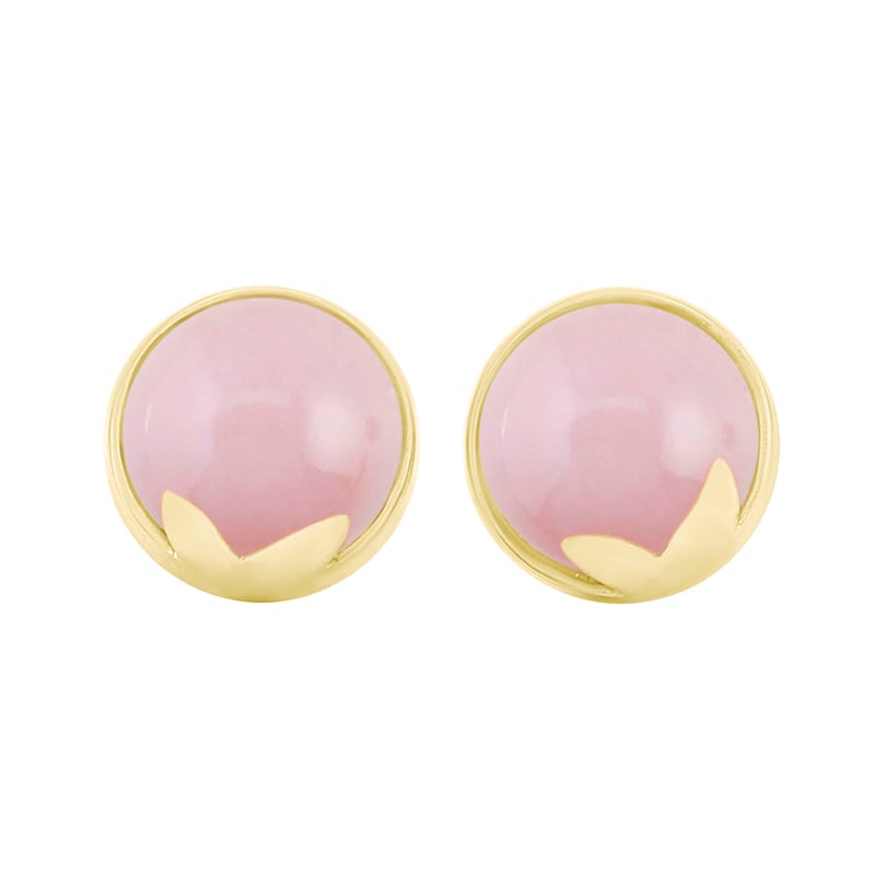 Cabochon růžové opály v zlatých náušnicích Rizzo 44470