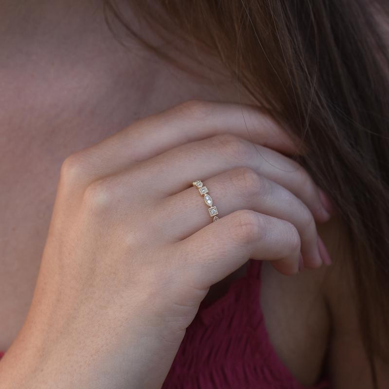 Dámska diamantová vintage obrúčka 46730