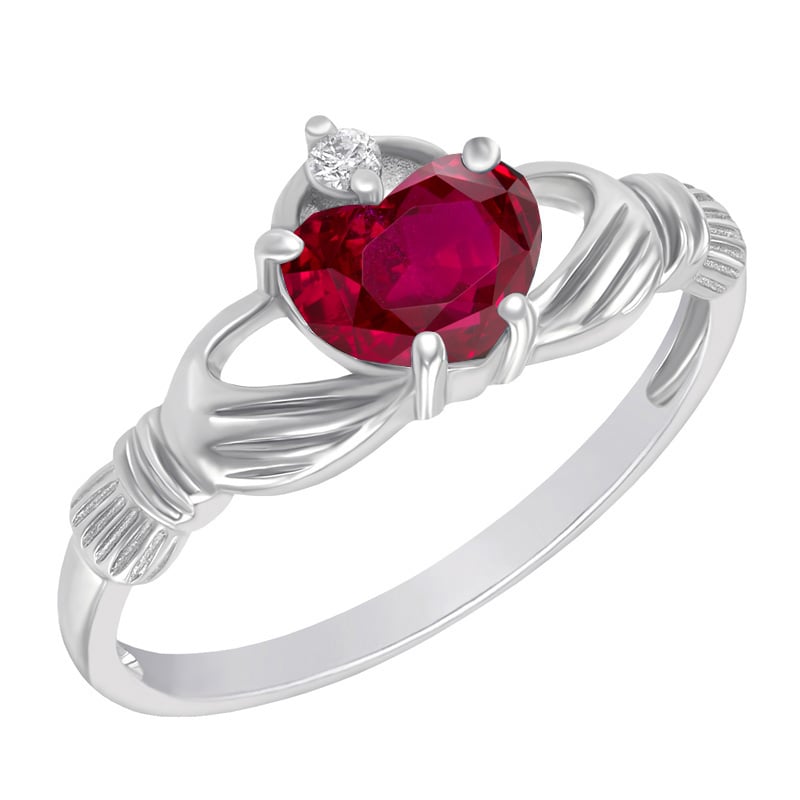 Zlatý claddagh prsteň s rubínom a diamantom Valma
