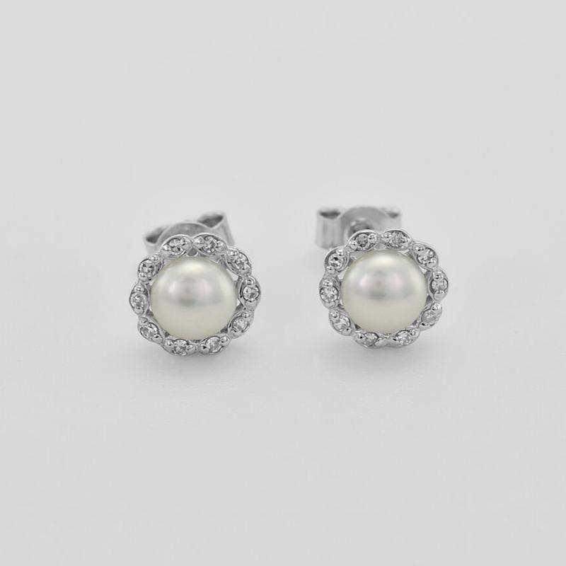 Perlová kolekcia zo striebra s diamantmi 70100