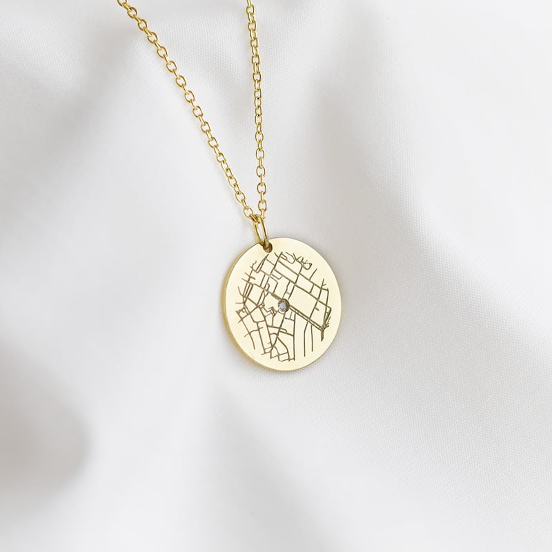 Zlatý disk s diamantom a mapou podľa vášho výberu Florian