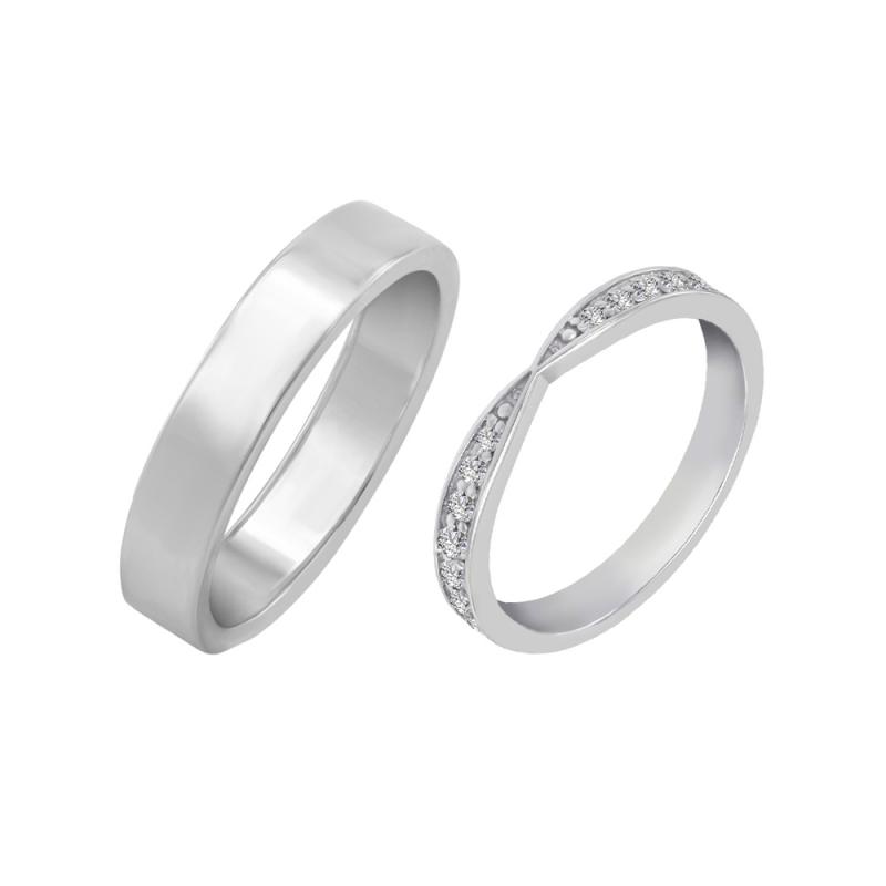 Eternity prsteň s lab-grown diamantmi a pánsky plochý prsteň Taio