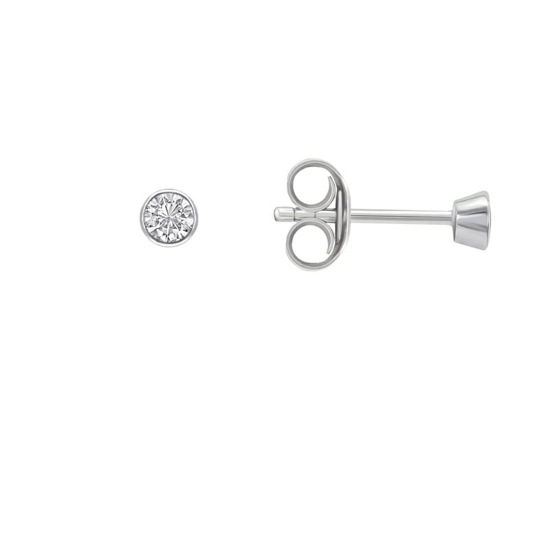 Strieborné minimalistické bezel náušnice s diamantmi Viosa 102871