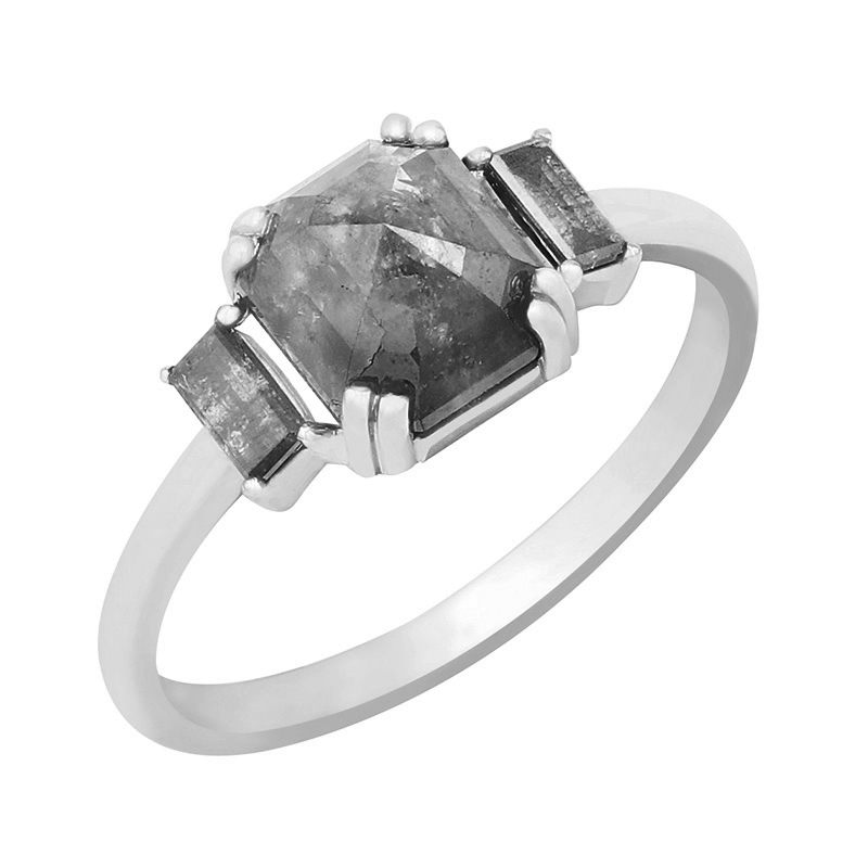 Zlatý prsteň s asscher a baguette salt and pepper diamantmi Serdar
