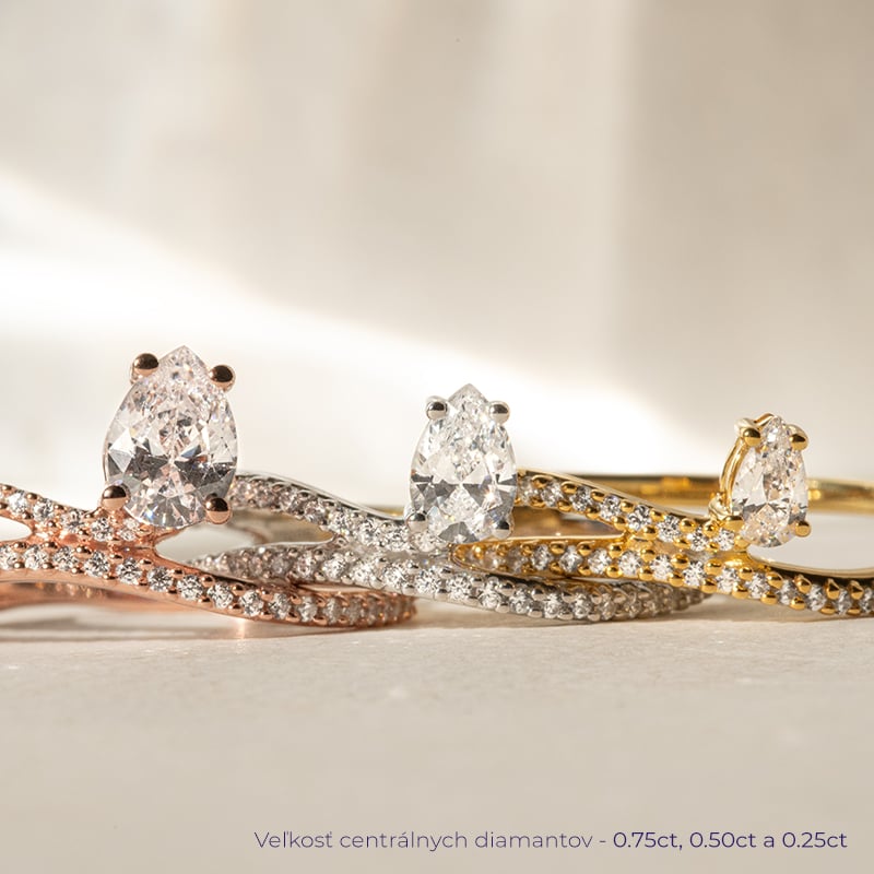Atypický zásnubný prsteň s lab-grown diamantmi Finie 138631