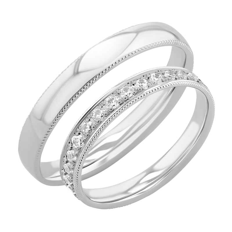Zlaté obrúčky so zdobenými okrajmi a diamantmi Bryce 146331