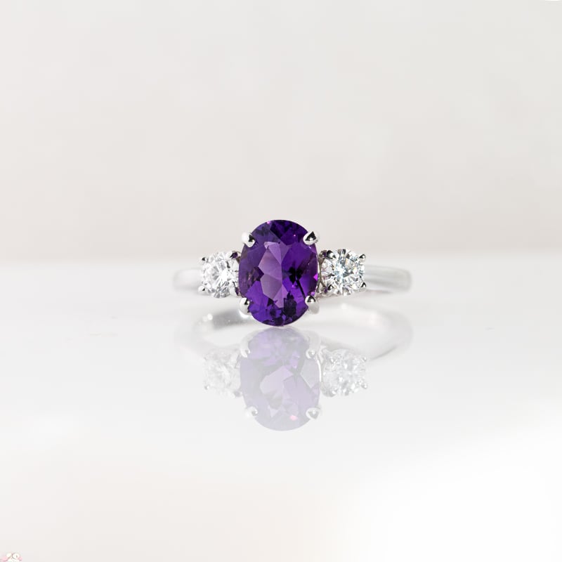 Zásnubný prsteň s ametystom a lab-grown diamantmi Brink 147581
