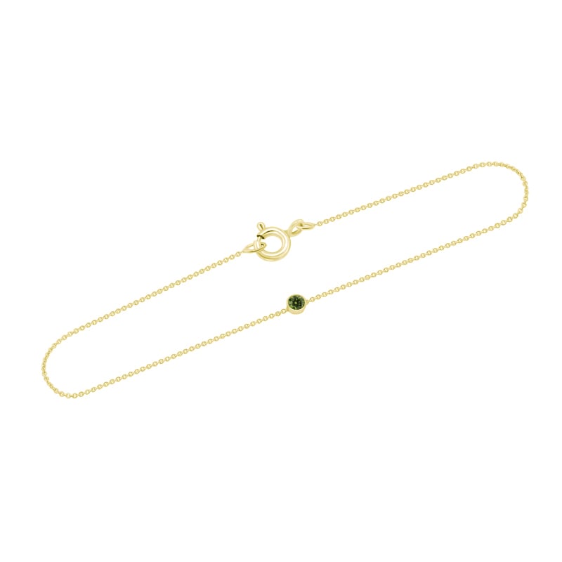 Zlatý minimalistický náramok so zeleným diamantom Lepio