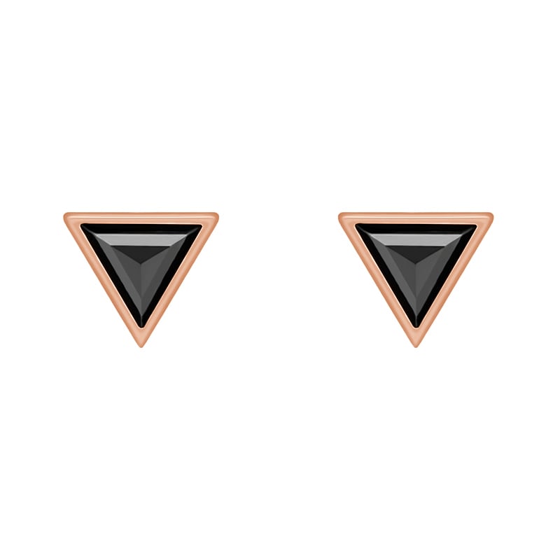 Zlaté náušnice s triangle čiernymi diamantmi 40211