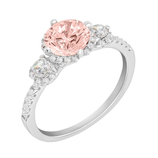 Morganitový zlatý zásnubný prsteň s diamantmi 59291