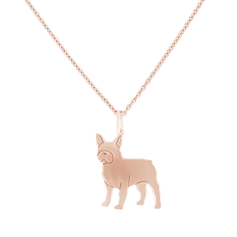 Strieborný prívesok v tvare psa s gravírom French Bulldog