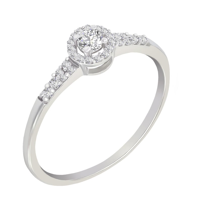 Strieborný halo prsteň s lab-grown diamantmi Hetr