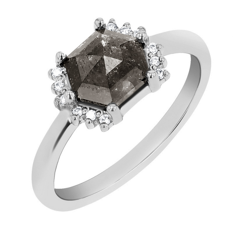 Prsteň s hexagon salt and pepper diamantom Rhys