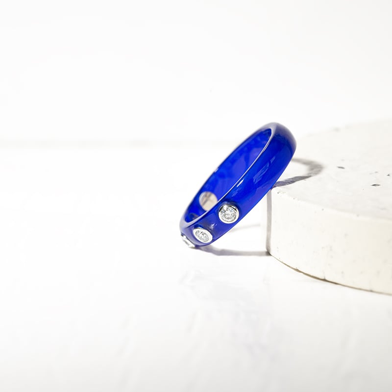 Modrý keramický prsteň s diamantmi Vilma 127542