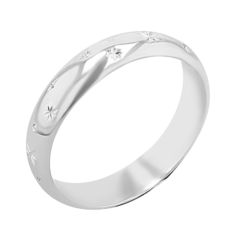 Platinové snubné prstene s ručnou rytinou hviezd a diamantmi Devin 138572
