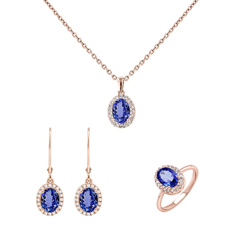 Tanzanitová kolekcia šperkov s diamantmi Bizot 146852