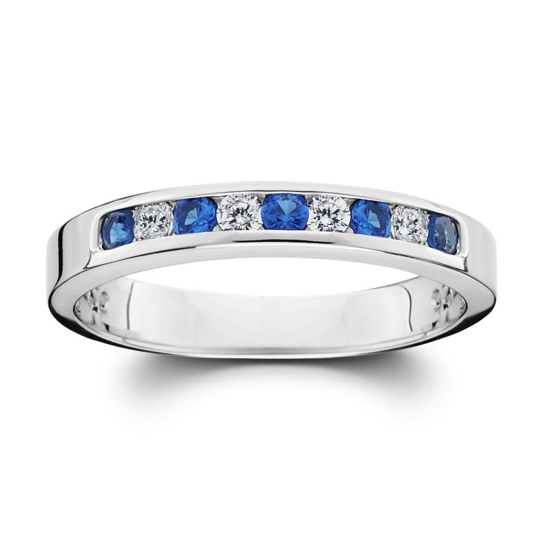 Zlatý prsteň so zafírmi a diamantmi 2652
