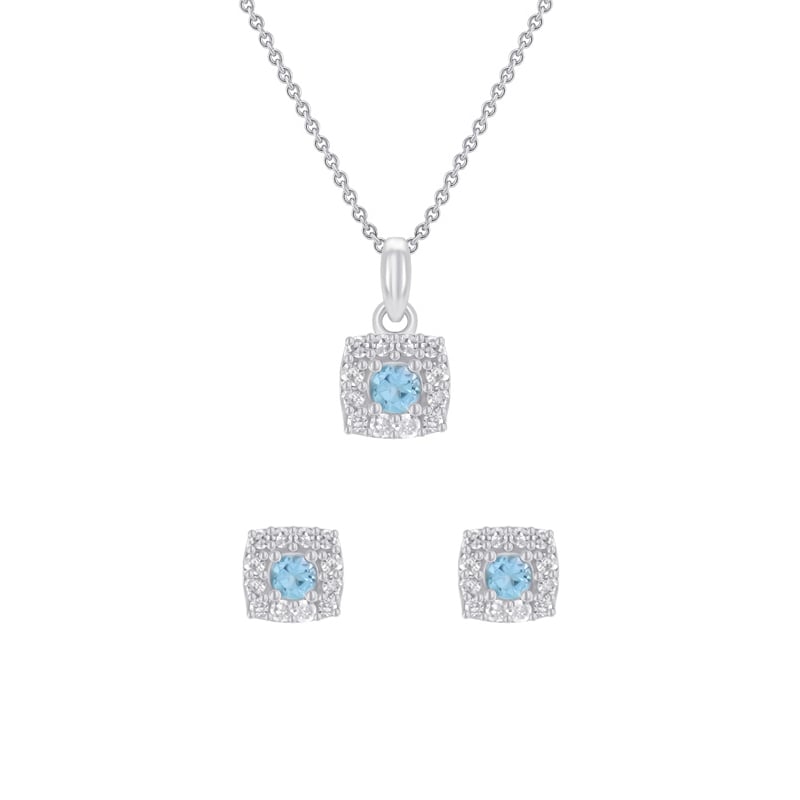 Akvamarínová zlatá kolekcia šperkov s diamantmi Shelby