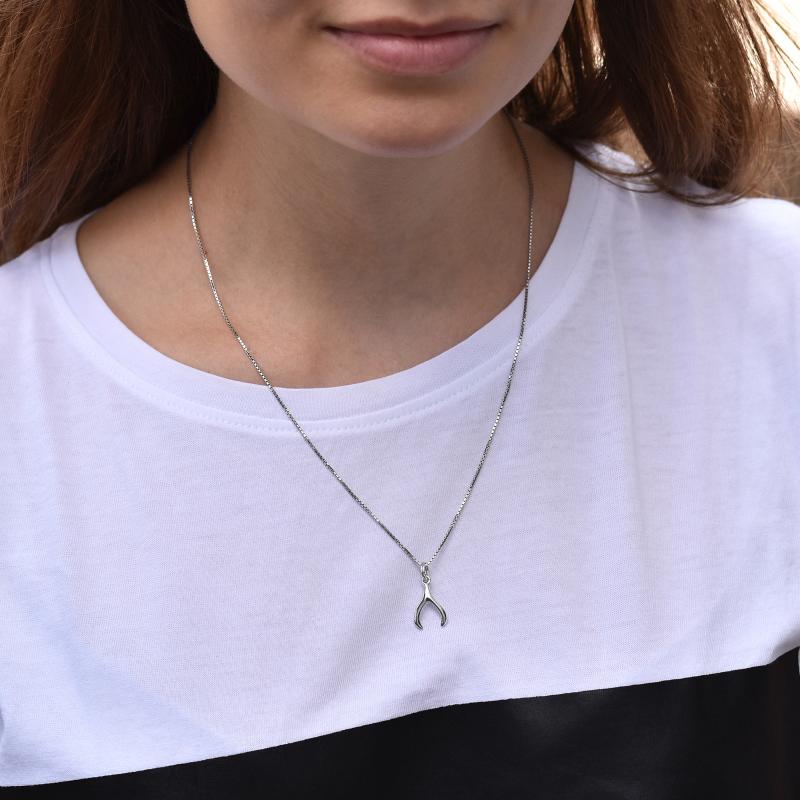 Symbolický prívesok v striebornom náhrdelníku Wishbone 44882