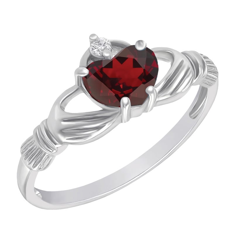 Zlatý Claddagh prsteň s granátom 58742