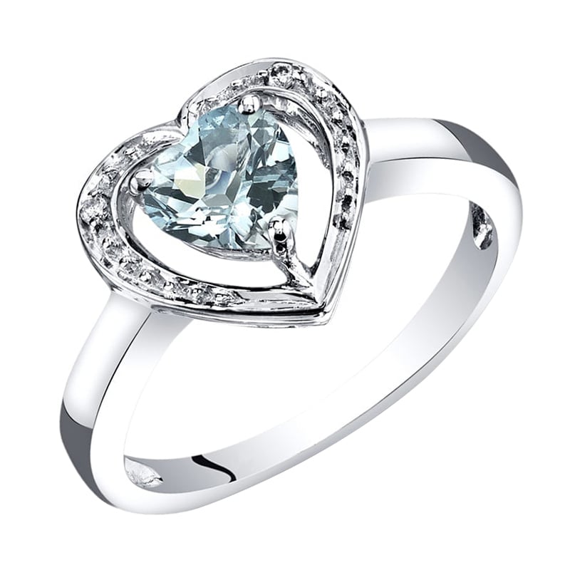 Zlatý prsteň s akvamarínovým srdcom a diamantmi Lily