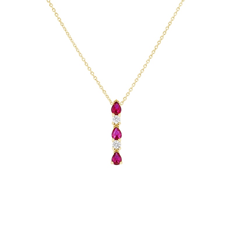 Elegantný náhrdelník s diamantmi a rubínmi zo žltého zlata 79692