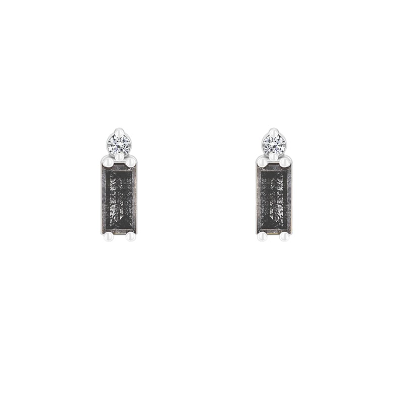 Náušnice s baguette a round diamantmi z bieleho zlata 92372