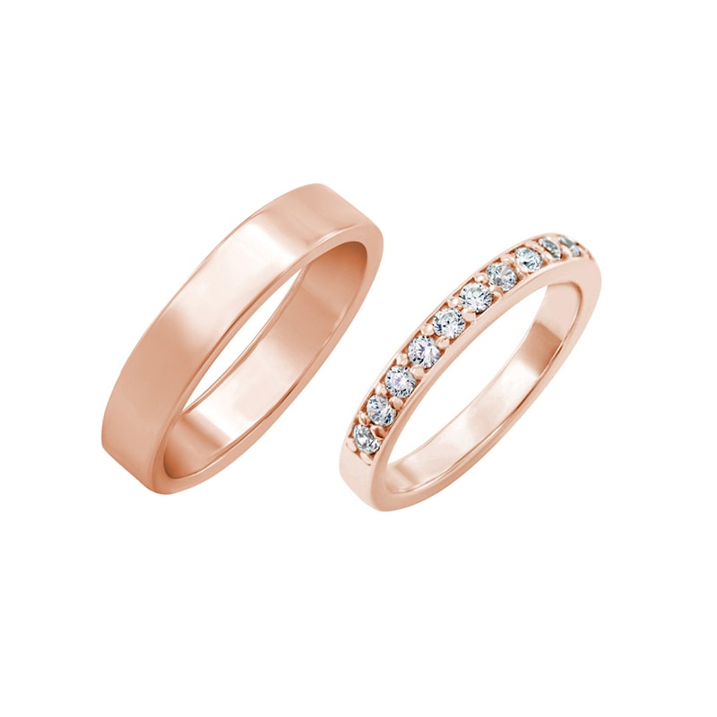Eternity prsteň s lab-grown diamantmi a pánsky plochý prsteň Brittney 102263