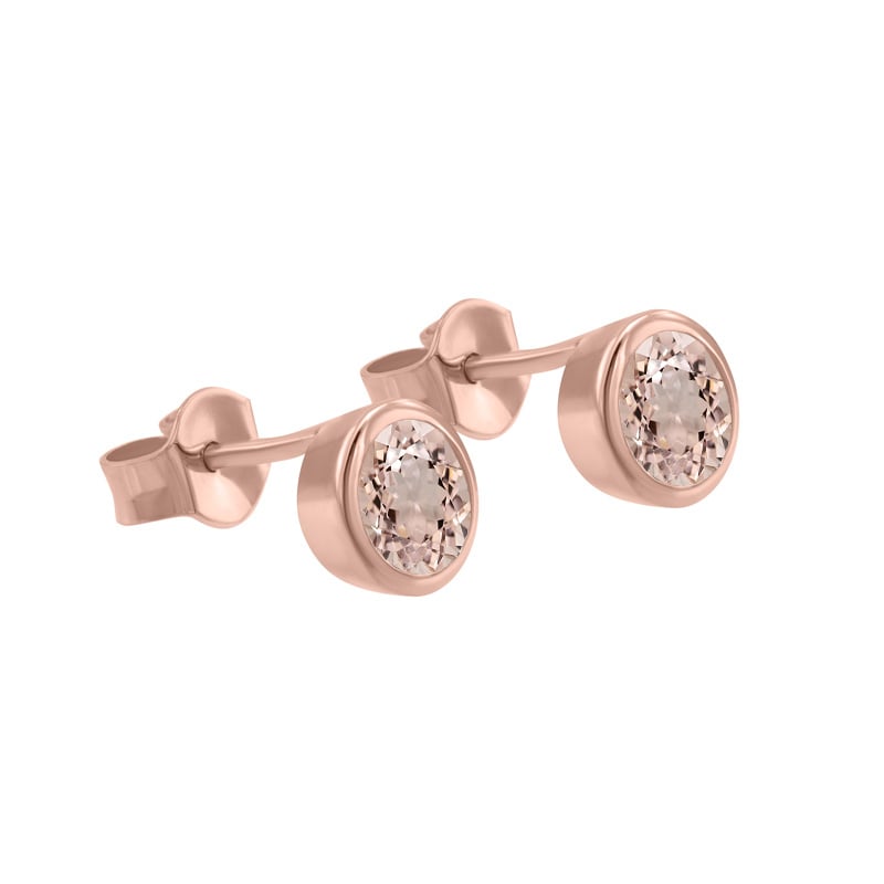 Strieborné bezel náušnice s morganitmi Sontre 102823