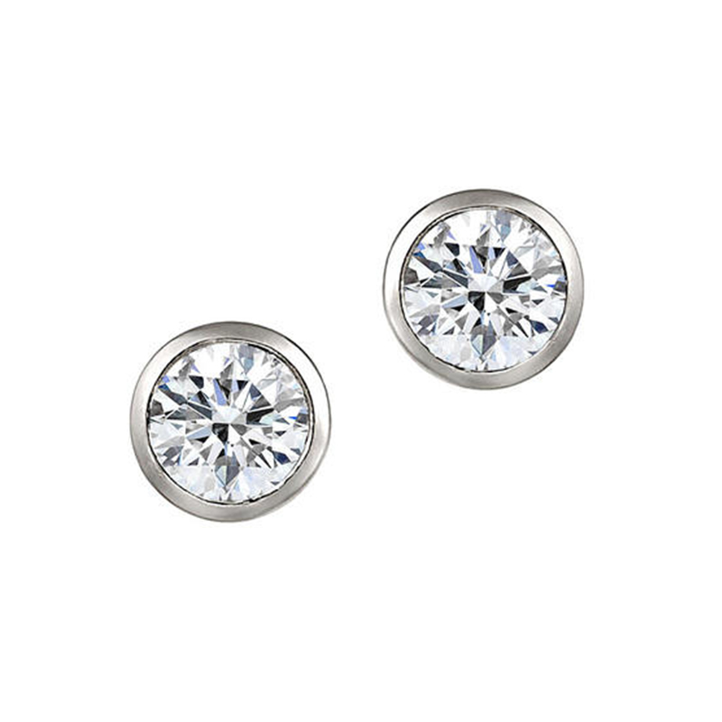 Platinové bezel náušnice s 0.06ct diamantmi Einar