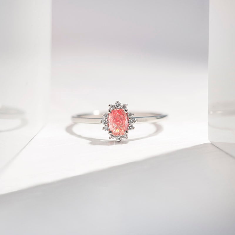 Zásnubný prsteň s 0.34ct IGI certifikovaným ružovým lab-grown diamantom Neve