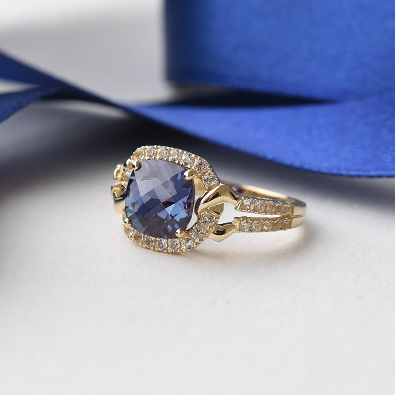 Prsteň s alexandritom a lab-grown diamantmi Nobu 116173