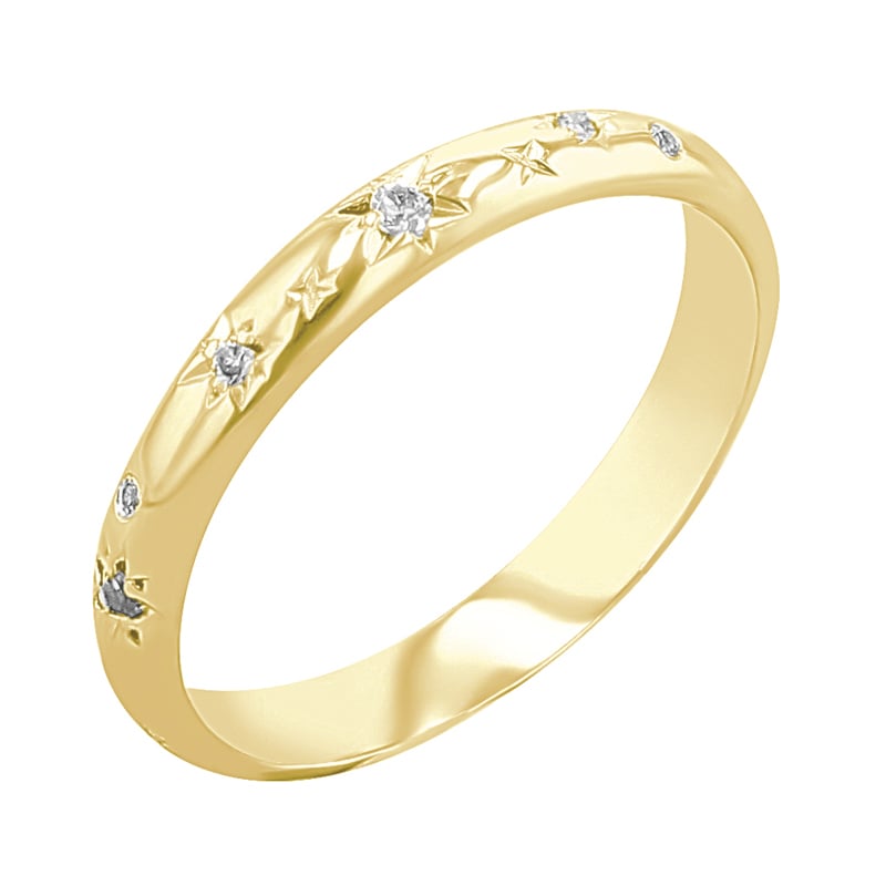 Svadobné obrúčky s ručnou rytinou hviezd a diamantmi Devin 116483
