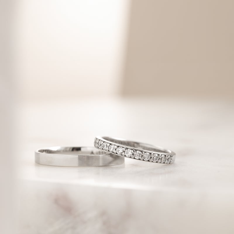 Eternity prsteň s lab-grown diamantmi a pánsky plochý prsteň Brittney 137763