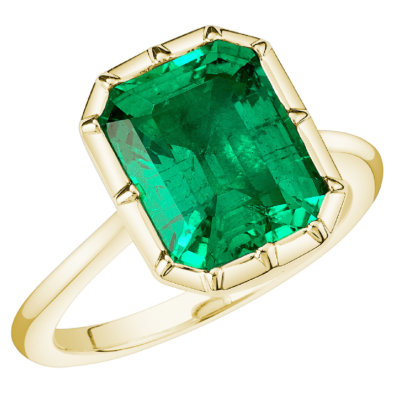 Zlatý bezel prsteň s emerald lab-grown smaragdom Kayla 138733